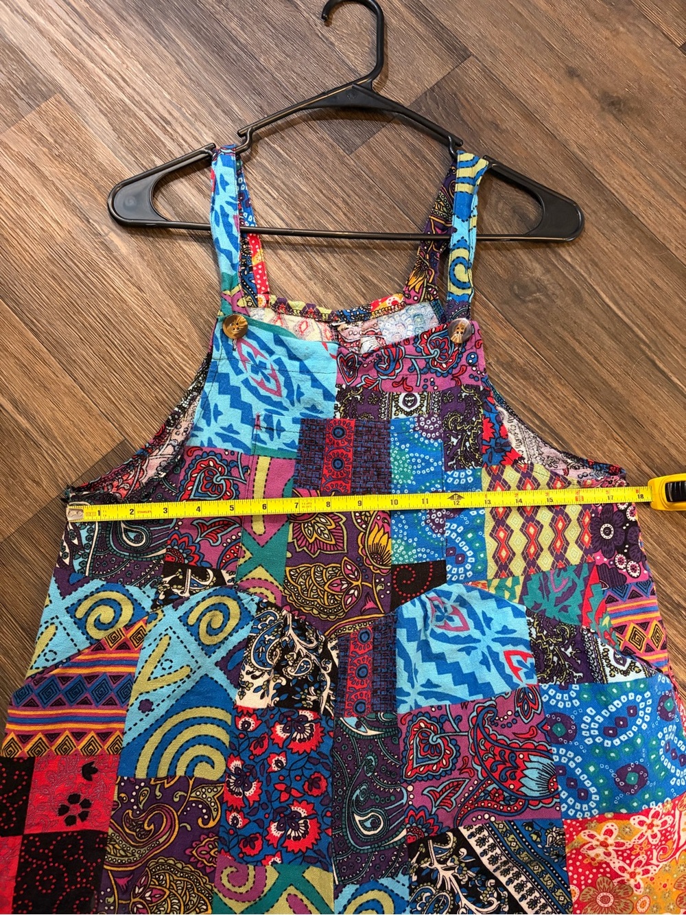 Boho Jumpsuit Colorful Romper Wide Legs Cotton Blend Festival Hippie Medium - Picture 6 of 7